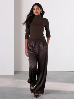 Next Chocolate Brown High Neck Long Sleeve Top with TENCEL™ Lyocell Outlet