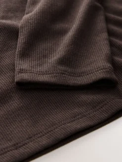 Next Chocolate Brown High Neck Long Sleeve Top with TENCEL™ Lyocell Outlet