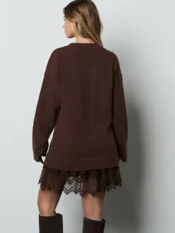 Next 2-In-1 Soft Touch Jumper Lace Skirt Chocolate Brown Best