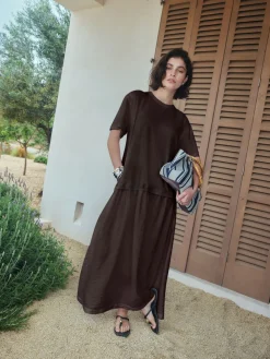 Next Jersey Two In One T-Shirt Dress Chocolate Brown Discount