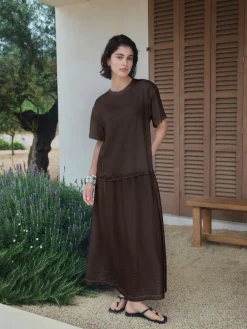 Next Jersey Two In One T-Shirt Dress Chocolate Brown Discount