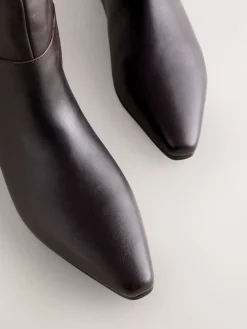 Next Forever Comfort® Flat Chisel Toe Knee High Boots Chocolate Brown Leather Hot