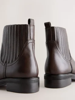 Next Chocolate Brown Leather Forever Comfort® Chelsea Boots Outlet