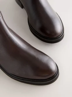 Next Chocolate Brown Leather Forever Comfort® Chelsea Boots Outlet