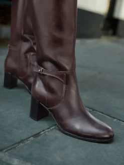 Next Forever Comfort® Hardware Trim Knee High Boots Chocolate Brown Leather Sale