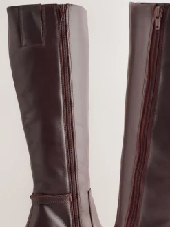 Next Forever Comfort® Hardware Trim Knee High Boots Chocolate Brown Leather Sale