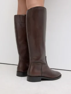 Next Standard/Wide Fit Forever Comfort® Flat Riding Boots Chocolate Brown Leather Online