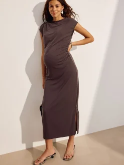 Next Maternity Short Sleeve Dress Chocolate Brown Online