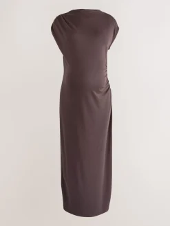 Next Maternity Short Sleeve Dress Chocolate Brown Online