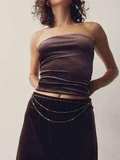 Next Metallic Skinny Tiered Beaded Belt Chocolate Brown Sale