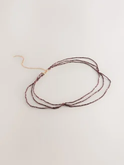 Next Metallic Skinny Tiered Beaded Belt Chocolate Brown Sale