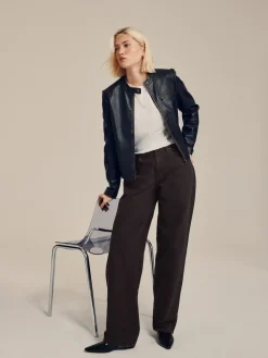 Next Mid Rise Wide Leg Baggy Jeans Chocolate Brown Sale