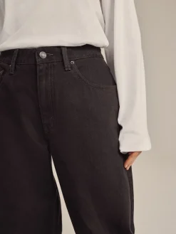 Next Mid Rise Wide Leg Baggy Jeans Chocolate Brown Sale