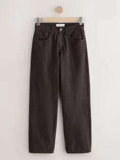 Next Mid Rise Wide Leg Baggy Jeans Chocolate Brown Sale