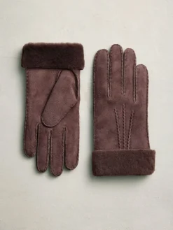 Next N. Premium Leather Sheepskin Gloves Chocolate Brown Discount