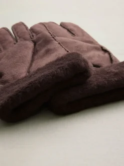 Next N. Premium Leather Sheepskin Gloves Chocolate Brown Discount