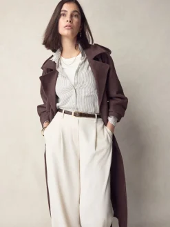 Next Chocolate Brown N. Premium Made In Italy Croc Effect Look Leather Belt Sale