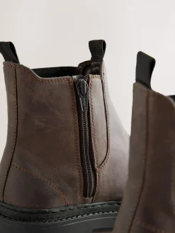 Next Forever Comfort® Round Toe Chelsea Boots Chocolate Brown Oiled Leather Best