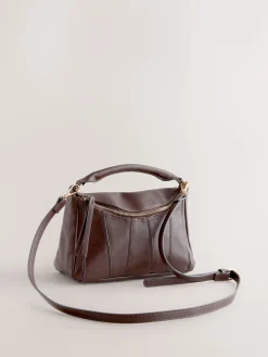 Next Panel Cross-Body Bag Chocolate Brown Discount