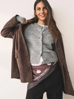 Next Chocolate Brown Polka Dot Satin Square Scarf Clearance