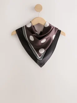 Next Chocolate Brown Polka Dot Satin Square Scarf Clearance
