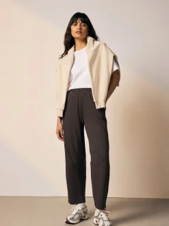 Next Premium Heavyweight Slinky Barrel Leg Joggers Chocolate Brown Discount