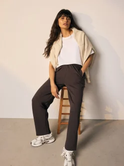 Next Premium Heavyweight Slinky Barrel Leg Joggers Chocolate Brown Discount