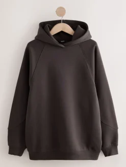 Next Relaxed Fit Heavyweight Longline Hoodie Chocolate Brown Hot