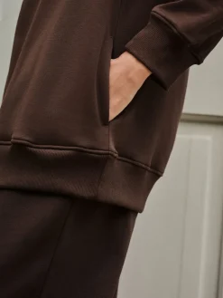 Next Chocolate Brown Relaxed Fit Essentials Longline Sweatshirt with Pockets Discount