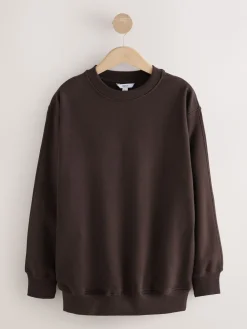Next Chocolate Brown Relaxed Fit Essentials Longline Sweatshirt with Pockets Discount