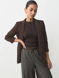 Next Chocolate Brown Relaxed Ruched Sleeve Blazer Hot