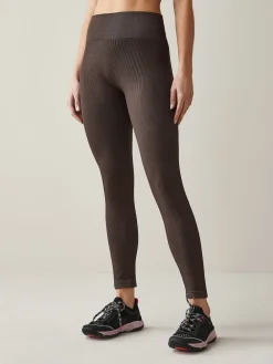 Next Chocolate Brown Ribbed Seamless High Waist Leggings Best