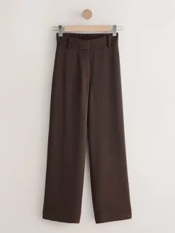 Next Chocolate Brown Satin Elastic Back Wide Leg Trousers