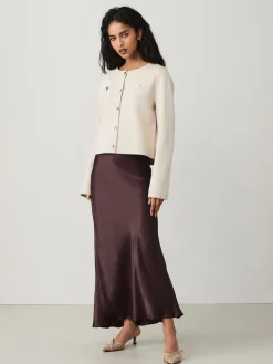 Next Chocolate Brown Satin Midi Skirt Best