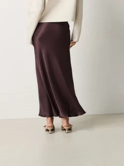 Next Chocolate Brown Satin Midi Skirt Best