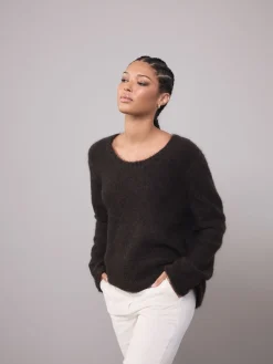 Next Scoop Neck Jumper With Wool Chocolate Brown Hot