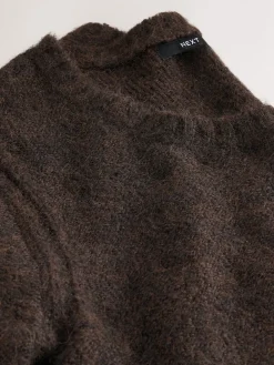 Next Scoop Neck Jumper With Wool Chocolate Brown Hot