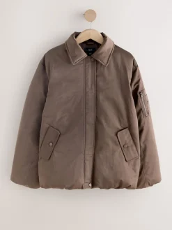 Next Chocolate Brown Shower Resistant Bomber Jacket Clearance