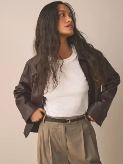 Next Chocolate Brown Skinny Leather Belt Best