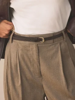 Next Chocolate Brown Skinny Leather Belt Best