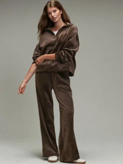 Next Soft Feel Cord Wide Leg Trousers Chocolate Brown Online