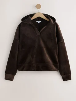 Next Chocolate Brown Soft Feel Cord Long Sleeve Hoodie Sale