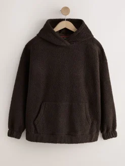 Next Soft Teddy Borg Longsleeve Hoodie Chocolate Brown Outlet