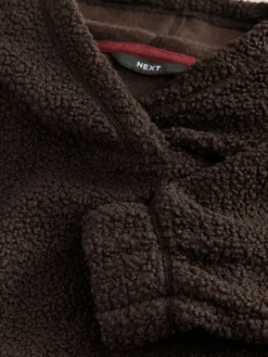 Next Soft Teddy Borg Longsleeve Hoodie Chocolate Brown Outlet