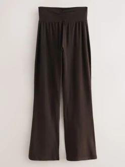 Next Soft Touch Rib Ruched Flare Leggings Chocolate Brown Hot