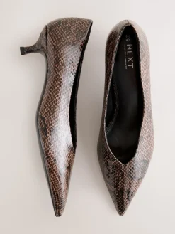 Next Standard/Wide Fit Point Toe Low Kitten Heels Shoes Chocolate Brown Online