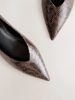 Next Standard/Wide Fit Point Toe Low Kitten Heels Shoes Chocolate Brown Online