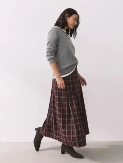 Next Standard/Wide Fit Chisel Toe Block Heel Sock Boots Chocolate Brown Clearance