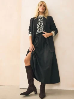 Next Standard/Wide Fit Forever Comfort® Chisel Toe Knee Sock Boots Chocolate Brown New