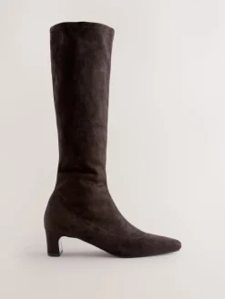 Next Standard/Wide Fit Forever Comfort® Chisel Toe Knee Sock Boots Chocolate Brown New